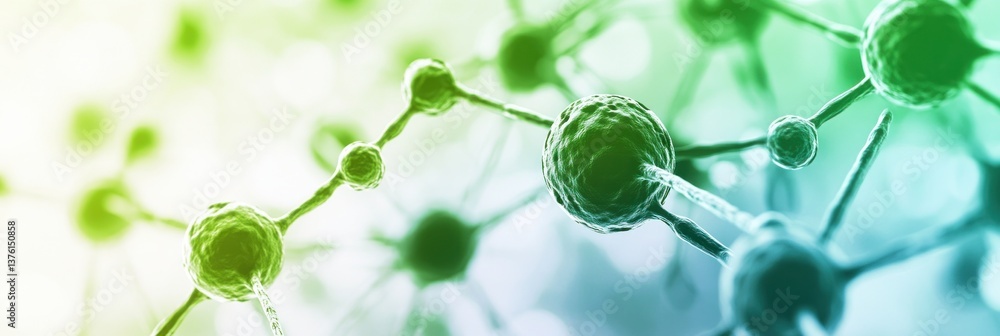 Aufkleber abstract molecular structure visualization with green and blue gradient