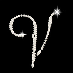 Capital Letters of English alphabet romantic with pearls