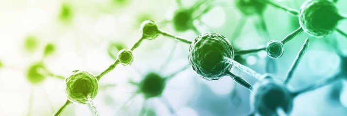 Abstract Molecular Structure Visualization with Green and Blue Gradient