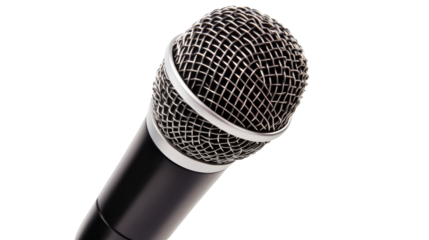 Microphone on Black Backdrop, Studio Equipment, cut out transparent