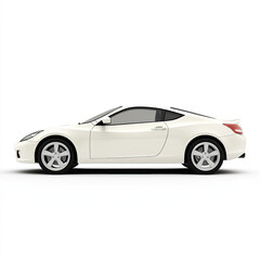 Fototapeta premium Sleek white coupe, a symbol of speed and elegance against a clean white backdrop.
