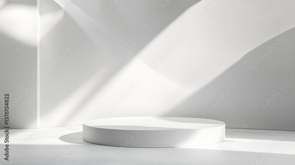 Poster abstract white background texture design featuring an empty space platform for 3d podium product dis