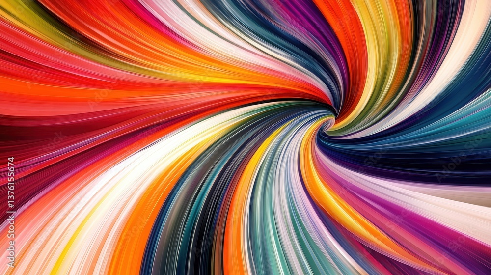 Poster a dynamic graphic with colorful lines that swirl and change shape, creating a sense of movement and 