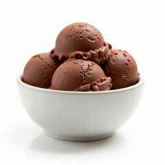 A delicious bowl of rich chocolate ice cream scoops, creating an enticing dessert experience.
