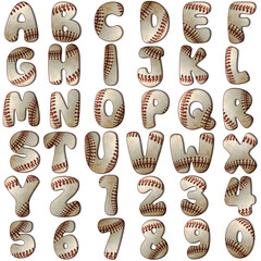 Baseball Alphabet Letter And Numbers Clipart PNG for Decoration