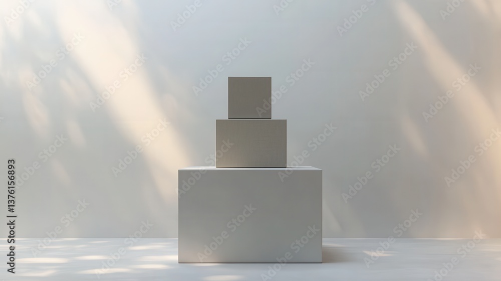 Aufkleber empty podium or pedestal showcased on a white background featuring a box stand concept blank product