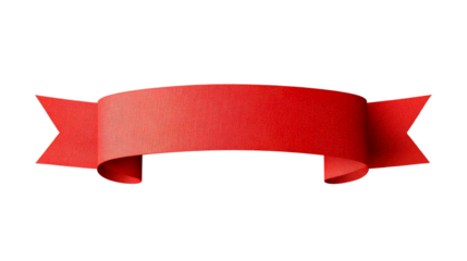 Red Ribbon Scroll, Decoration Element, Isolated on Black, cut out transparent