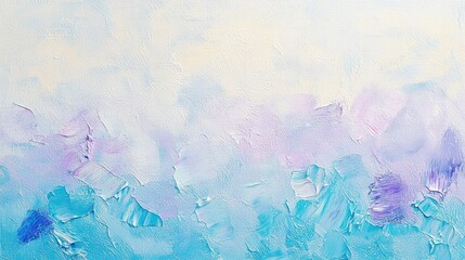 Abstract pastel floral painting in soft blue and purple hues  