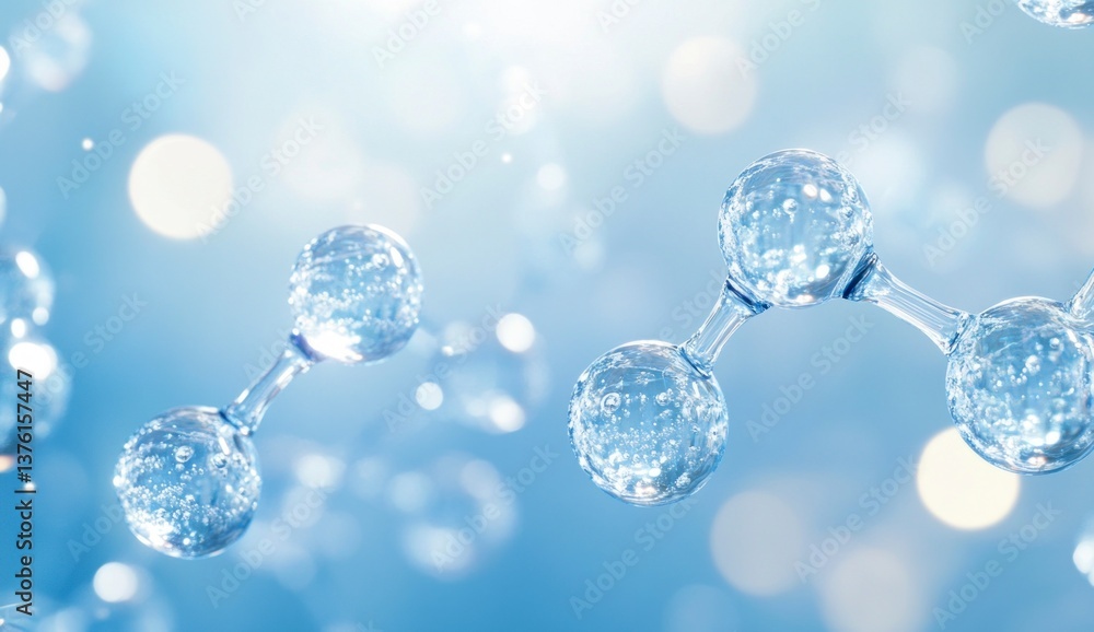 Aufkleber close-up of molecule structure visualization on light blue abstract background