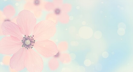 Obraz premium A dreamy watercolor-style background featuring soft pink and peach floral elements