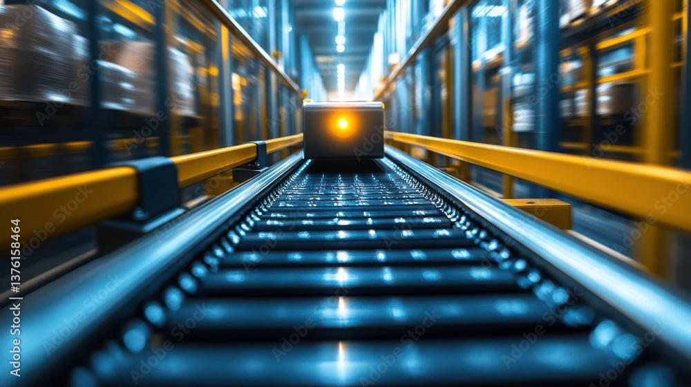 Poster automated logistics system conveying packages in a distribution center