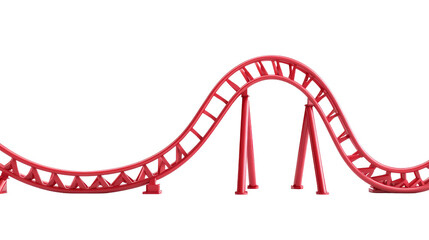 Red rollercoaster with black background, cut out transparent