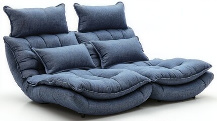 Modern blue sectional sofa, studio shot