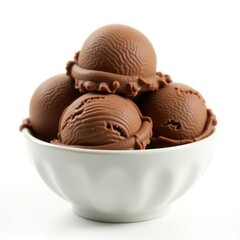 A delicious bowl of rich chocolate ice cream scoops, showcasing smooth texture and indulgent color.