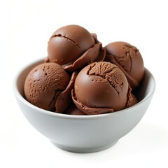 A delightful bowl filled with rich, creamy chocolate ice cream scoops.