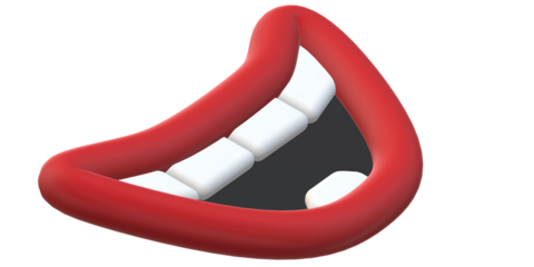 3D Cartoon Mouths: Smiles and More on a Transparent Background