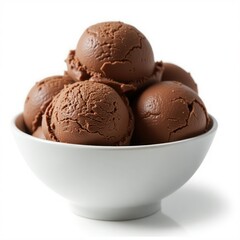 A bowl of rich chocolate ice cream scoops, perfect for dessert lovers.