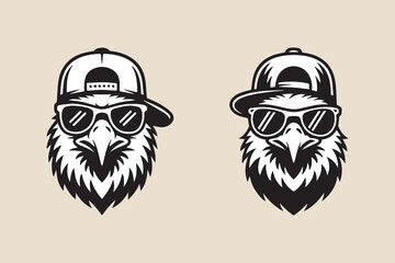 eagle sunglasses Black and White Vector