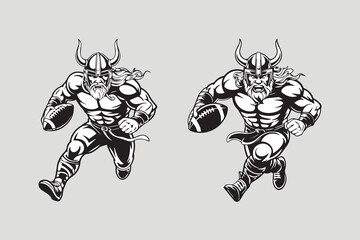 viking  football sports Black and White Vector