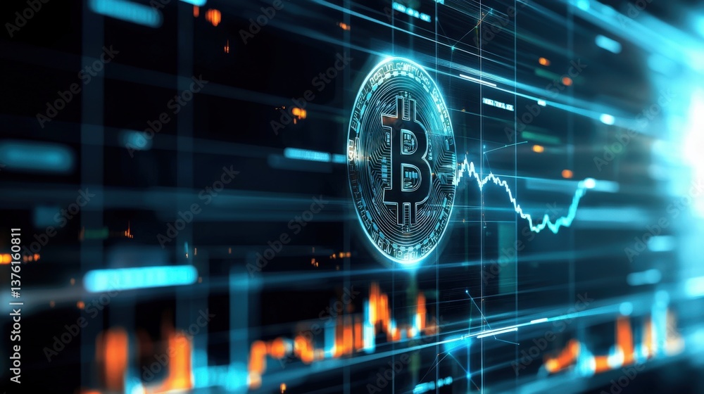 Poster bitcoin market trends analysis digital finance infographic virtual environment data-driven insights