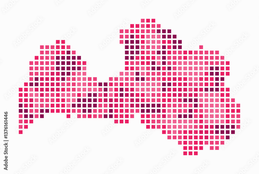 Poster latvia dotted map. digital style map of the country on white background. latvia shape with square do