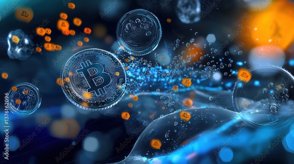 Poster cryptocurrency exchange action digital world abstract image futuristic environment macro viewpoint b