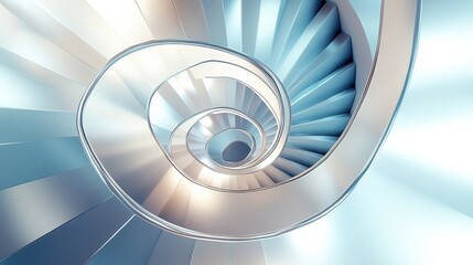 Abstract metallic spiral staircase design with infinite depth perspective. Infinity Staircases. Illustration illustration