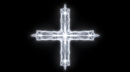 Glowing Cross with Abstract Design.