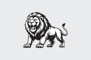 Obraz premium roaring lion Black and White Vector