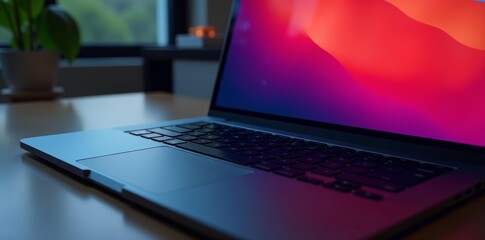 Close up of laptop with missing screen section, template, screenless, customizable