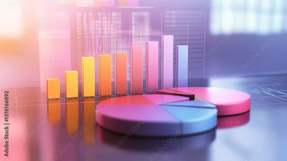 Aufkleber colorful charts and graphs illustrating business growth and performance metrics in a modern office s