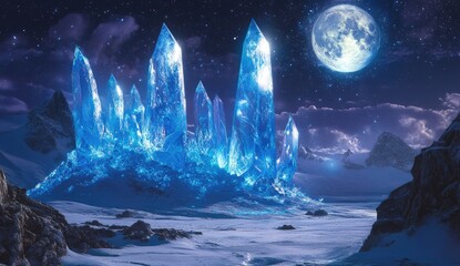 Crystalline fortress at night