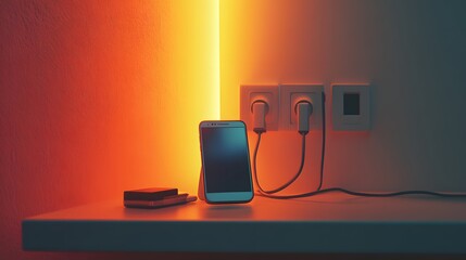 Professional Image of Couple Cell Phones Plugged into a Charger Ready for Use