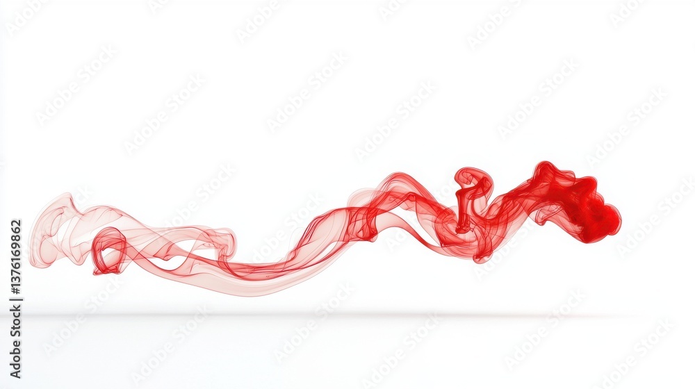 Poster ethereal red smoke swirls creating an abstract fluid art form with graceful wispy and dynamic moveme