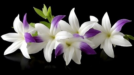 Fototapeta premium White and Purple Flowers on Black