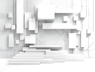 Abstract Geometric White Scene