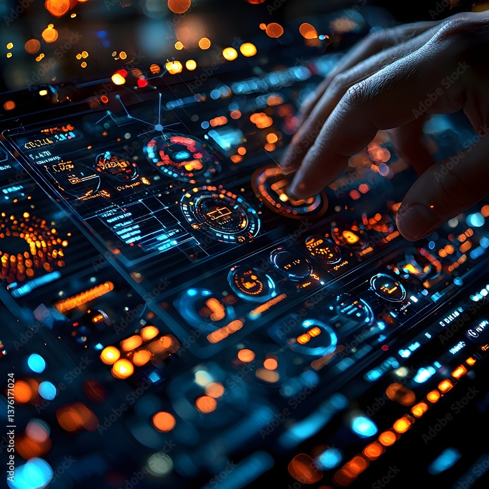 Poster intricate digital dashboard with live analytics and control interfaces