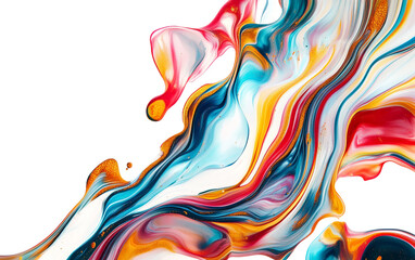 Obraz premium Creative fluid artwork showcasing vibrant color movement and organic swirls isolated on white background PNG