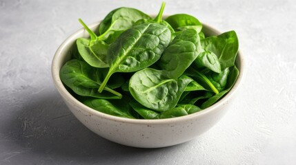 Fresh spinach leaves in a bowl ready for preparation in a kitchen setting