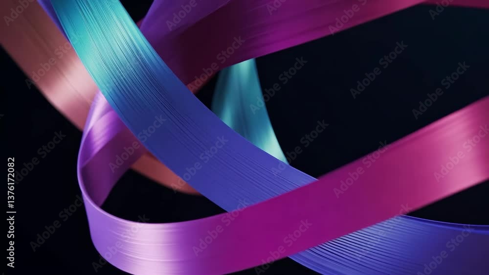 Poster a colorful ribbon is shown in the image. the ribbon is purple, blue, and red. it is a long ribbon th