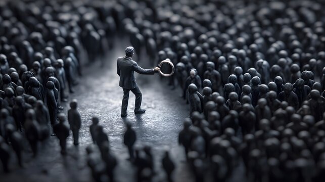 Professional Businessman Using Gray Magnet to Attract People for Marketing Strategy