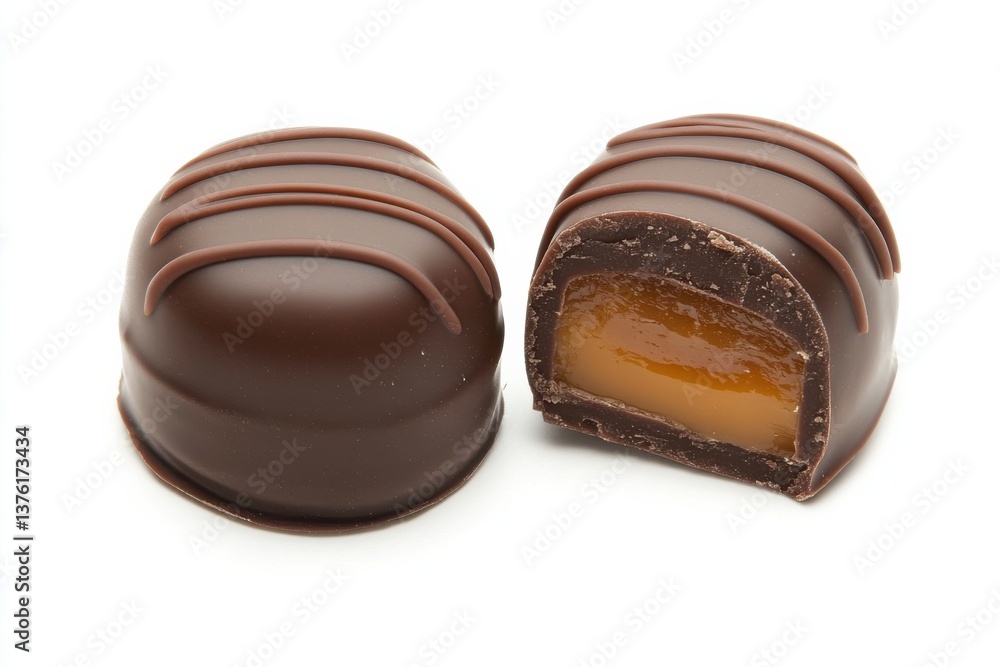 Aufkleber decadent chocolate candies filled with smooth caramel in a minimalist setting