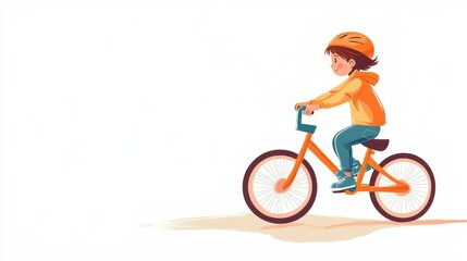 Fototapeta premium child riding a bike on white illustration