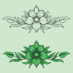 Vintage Floral Leaves Vector Illustration