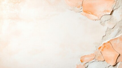 Peeling plaster reveals soft tones, creating textured, rustic ba