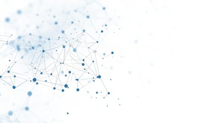 A white background with dots and lines depicting a blue network. An abstract network technology background with lines and dots. Ai background. Modern abstract concept. illustration