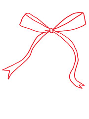 simple red bow illustration with flowing ribbons, perfect for gifts or decorations