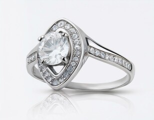 Realistic of diamond ring, isolated on white background. Very detailed and high resolution. 
