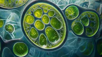Fototapeta premium Scientific Visualization of Plant Cells and Chloroplasts