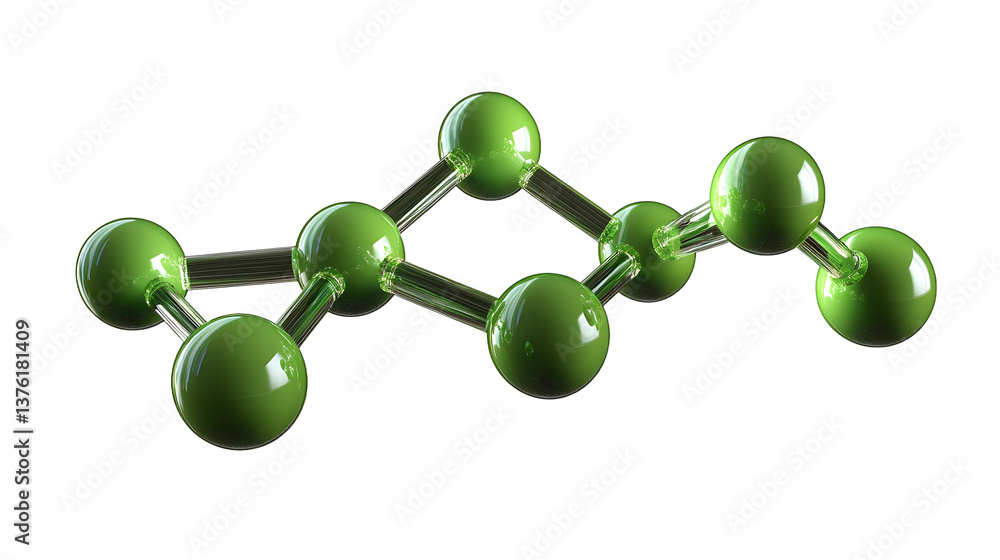 Aufkleber green molecule structure 3d render icon isolated on transparent background cutout